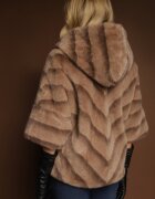 melya by melody Jachetă de blană bej cu croi oversize cu glugă și mâneci 3/4 Titene