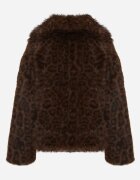 melya by melody Jachetă de blană maro cu imprimeu leopard cu buzunare laterale Neliven