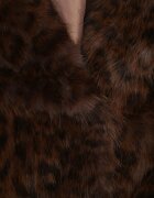 melya by melody Jachetă de blană maro cu imprimeu leopard cu buzunare laterale Neliven