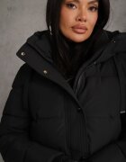 melya by melody Jachetă de iarnă în formă de cutie izolată matlasată cu guler înalt și glugă Dracina Neagră