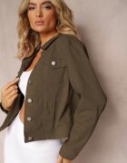 melya by melody Jachetă Jeans Verde închis din bumbac cu nasturi și buzunare Ainztia