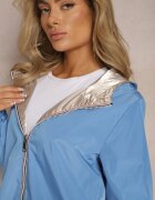 melya by melody Jachetă Metalică Reversibilă cu Glugă Albastru deschis Amsera