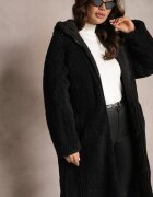 melya by melody Jachetă Palton Neagră Căptușită Reversibilă cu Glugă Arisce