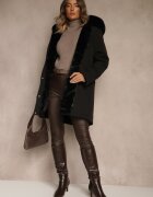 melya by melody Jachetă Parka Neagră Reversibilă cu Blană și Glugă Alerisse