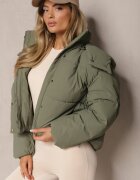 melya by melody Jachetă Verde închis cu matlasare și glugă detașabilă și guler înalt Merians