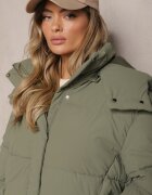 melya by melody Jachetă Verde închis cu matlasare și glugă detașabilă și guler înalt Merians