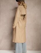 melya by melody Palton Trench Bej din Piele Ecologică Legat în Talie Decorat cu Curele Valentisha
