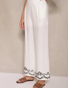 melya by melody Pantaloni Albi din viscoză cu croi larg cu in și cusături Fenelira