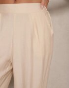 melya by melody Pantaloni bej deschis din viscoză cu croială largă cu in și cusături Fenelira
