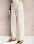 melya by melody Pantaloni Bej deschis Regular Cu dungi Talie înaltă Sallamia