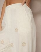 melya by melody Pantaloni Bej din Vâscoză și In High Waist cu Croială Largă cu Broderie Wilirna