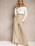 melya by melody Pantaloni Bej din viscoză Largi cu elastic și șnur în talie Tarallia