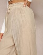 melya by melody Pantaloni Bej din viscoză Largi cu elastic și șnur în talie Tarallia