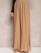 melya by melody Pantaloni bej largi cu pliuri talie înaltă Mirealli