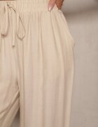 melya by melody Pantaloni Bej largi High Waist cu șnur Fenalin
