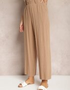 melya by melody Pantaloni Bej Regular cu Dungi High Waist Sallamia