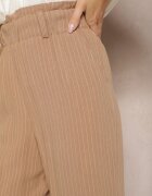 melya by melody Pantaloni Bej Regular cu Dungi High Waist Sallamia