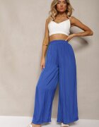 melya by melody Pantaloni Bleumarin High Wiast cu Viscoză și Picioare Lărgi Osevia