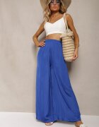melya by melody Pantaloni Bleumarin High Wiast cu Viscoză și Picioare Lărgi Osevia