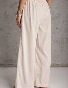 melya by melody Pantaloni Largi Bej cu In cu Elastic în Talie Airelttis