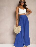 melya by melody Pantaloni Largi Bleumarin cu pliuri Talie înaltă Mirealli