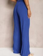 melya by melody Pantaloni Largi Bleumarin cu pliuri Talie înaltă Mirealli