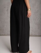 melya by melody Pantaloni largi Casual High Waist din țesătură structurală Hyrarpia Negri