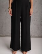 melya by melody Pantaloni largi Casual High Waist din țesătură structurală Hyrarpia Negri