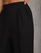 melya by melody Pantaloni largi Casual High Waist din țesătură structurală Hyrarpia Negri