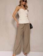 melya by melody Pantaloni Largi Verzi din Viscoză Mevilia