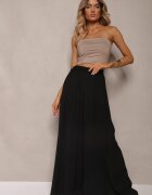 melya by melody Pantaloni negri largi cu Pliuri High Waist Mirealli