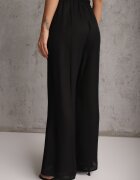 melya by melody Pantaloni Negri Largi din Vâscoză și cu elastic în talie Abyga