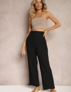 melya by melody Pantaloni Negri Regulari cu Dungi Talie Înaltă Sallamia