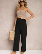 melya by melody Pantaloni Negri Regulari cu Dungi Talie Înaltă Sallamia