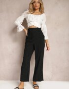 melya by melody Pantaloni Negri Regulari cu Dungi Talie Înaltă Sallamia