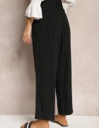 melya by melody Pantaloni Negri Regulari cu Dungi Talie Înaltă Sallamia