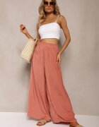melya by melody Pantaloni Portocalii High Wiast cu Viscoză și Craci Largi și Elastic Osevia