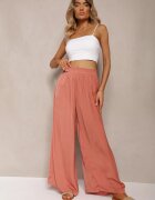 melya by melody Pantaloni Portocalii High Wiast cu Viscoză și Craci Largi și Elastic Osevia