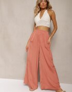 melya by melody Pantaloni Portocalii High Wiast cu Viscoză și cu Picioare Largi Osevia