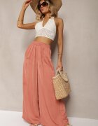 melya by melody Pantaloni Portocalii High Wiast cu Viscoză și cu Picioare Largi Osevia