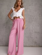 melya by melody Pantaloni Roz Largi din Viscoză și cu Elastic în Talie Abyga