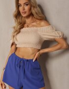 melya by melody Pantaloni scurți Bleumarin High Waist cu elastic în talie Virasa