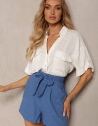 melya by melody Pantaloni scurți casual granat tip bermude din bumbac cu curea din material textil și elastic cusut la spate Lovanara