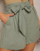 melya by melody Pantaloni scurți Verzi din Bumbac cu Elastic în Talie și Dungi laterale Nellvina