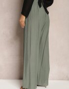 melya by melody Pantaloni Verde închis din vâscoză largi cu elastic și șnur în talie Tarallia