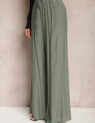 melya by melody Pantaloni Verde închis din vâscoză largi cu elastic și șnur în talie Tarallia