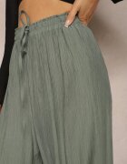 melya by melody Pantaloni Verde închis din vâscoză largi cu elastic și șnur în talie Tarallia