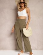 melya by melody Pantaloni Verde închis Regular cu dungi Talie înaltă Sallamia
