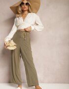 melya by melody Pantaloni Verde închis Regular cu dungi Talie înaltă Sallamia