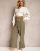 melya by melody Pantaloni Verde închis Regular cu dungi Talie înaltă Sallamia